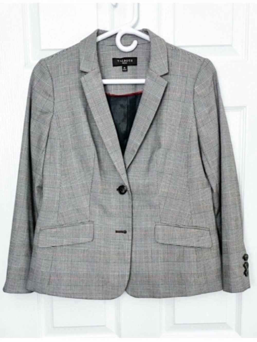 Talbots Classic Gray Checkered Blazer - Petite